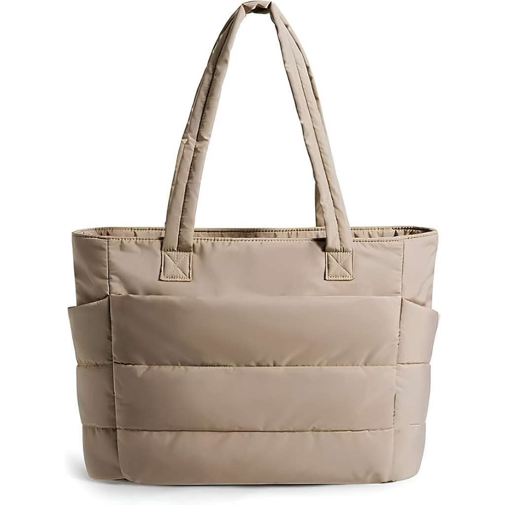 Taupe Puffer Tote Bag