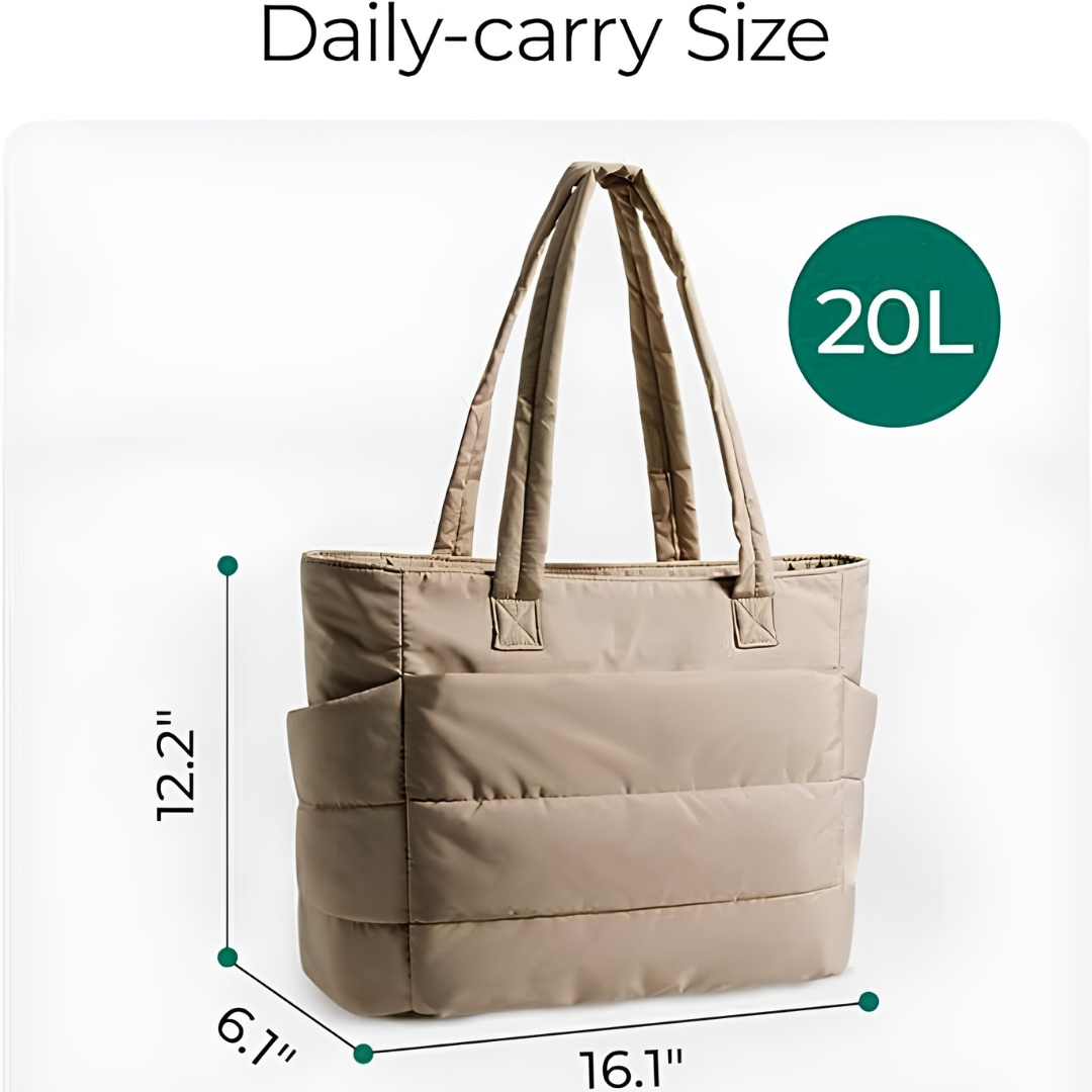 Taupe Puffer Tote Bag