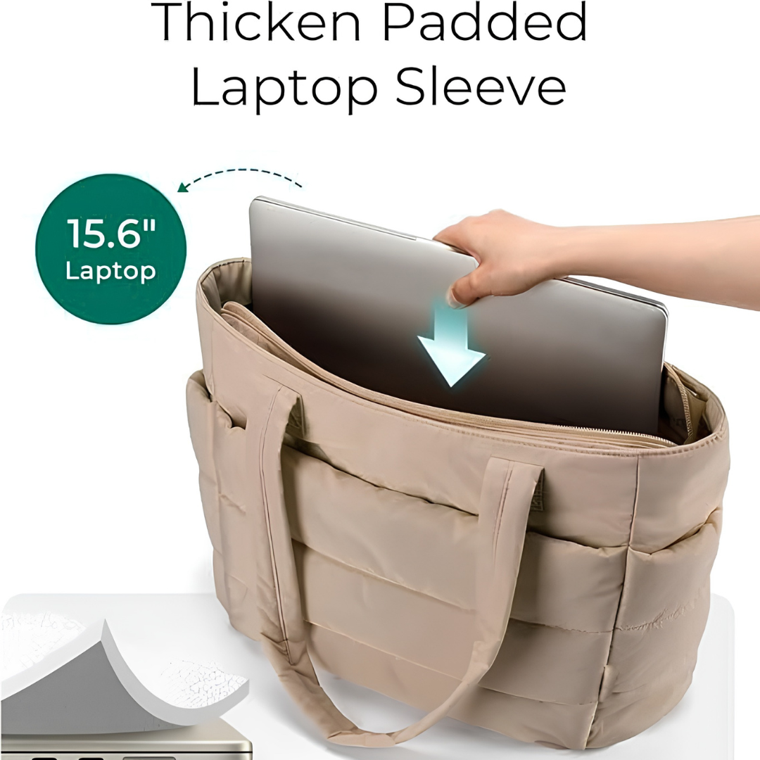 Taupe Puffer Tote Bag