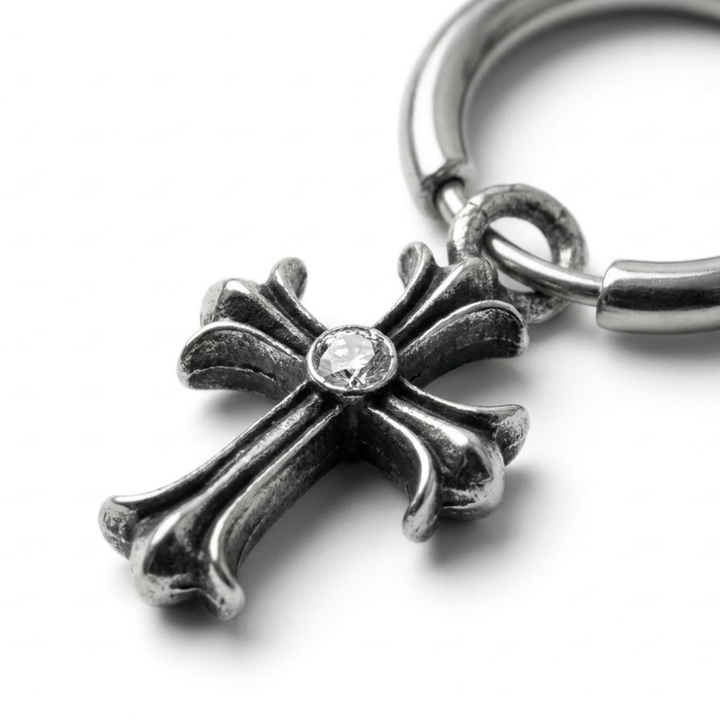Ornate Cross Hoop Earring Pair