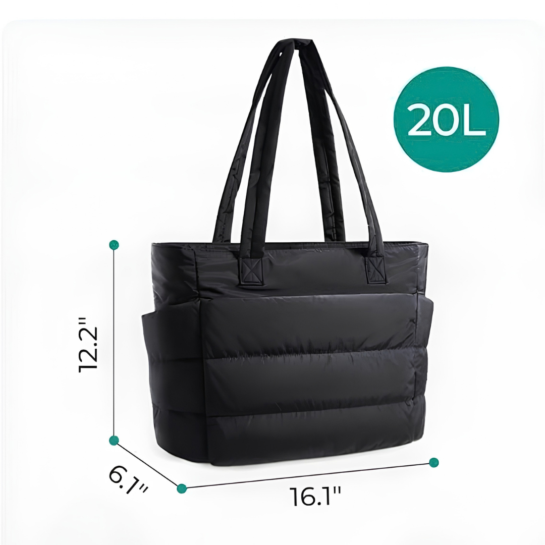 Black Puffer Tote Bag