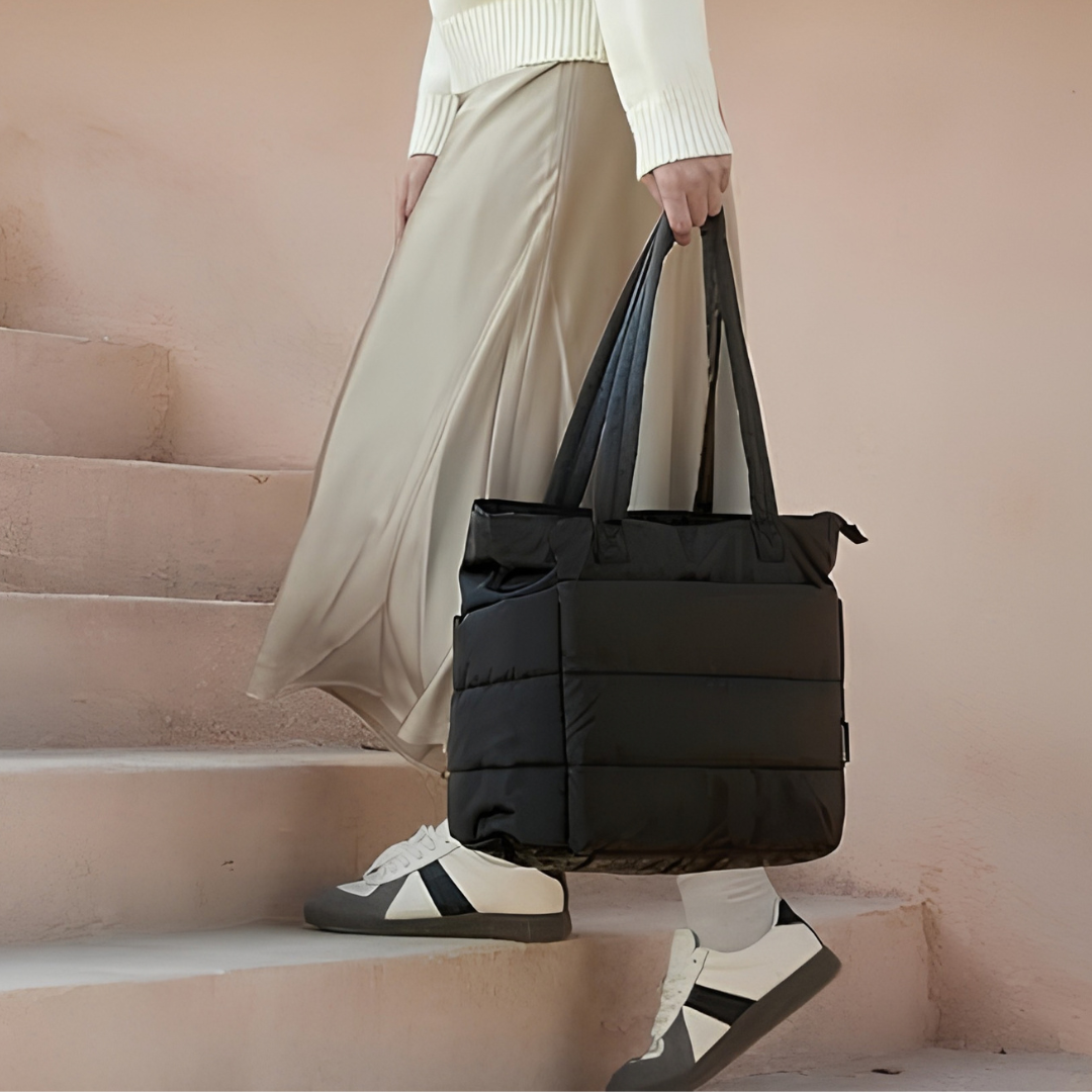 Black Puffer Tote Bag