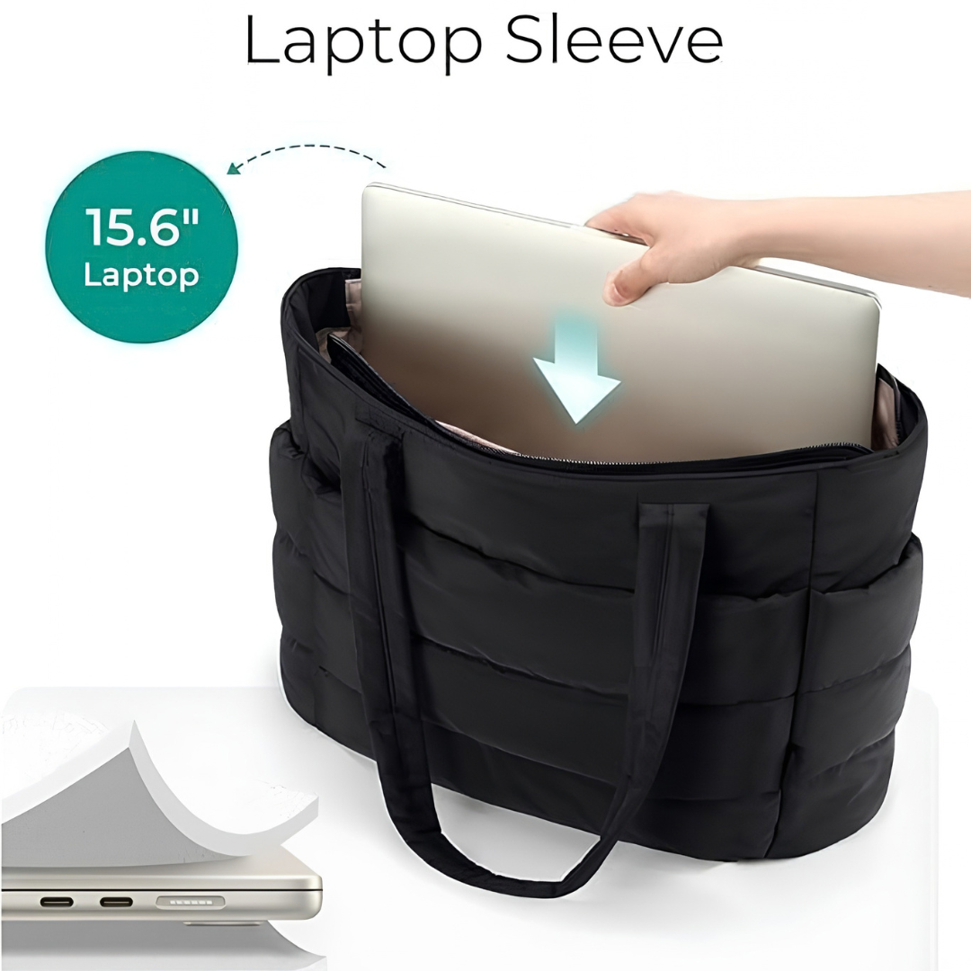Black Puffer Tote Bag