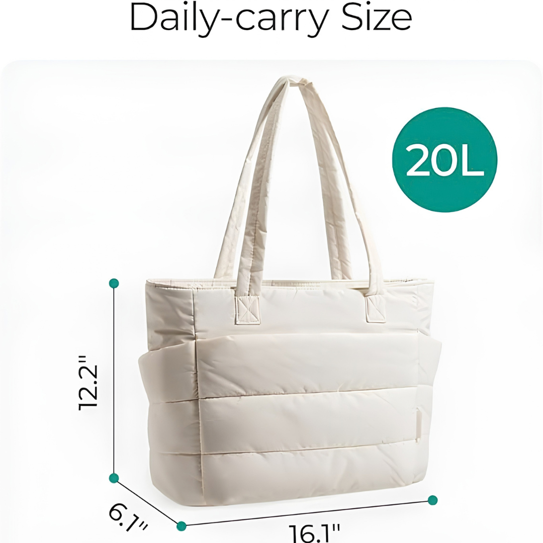 Ivory Puffer Tote Bag