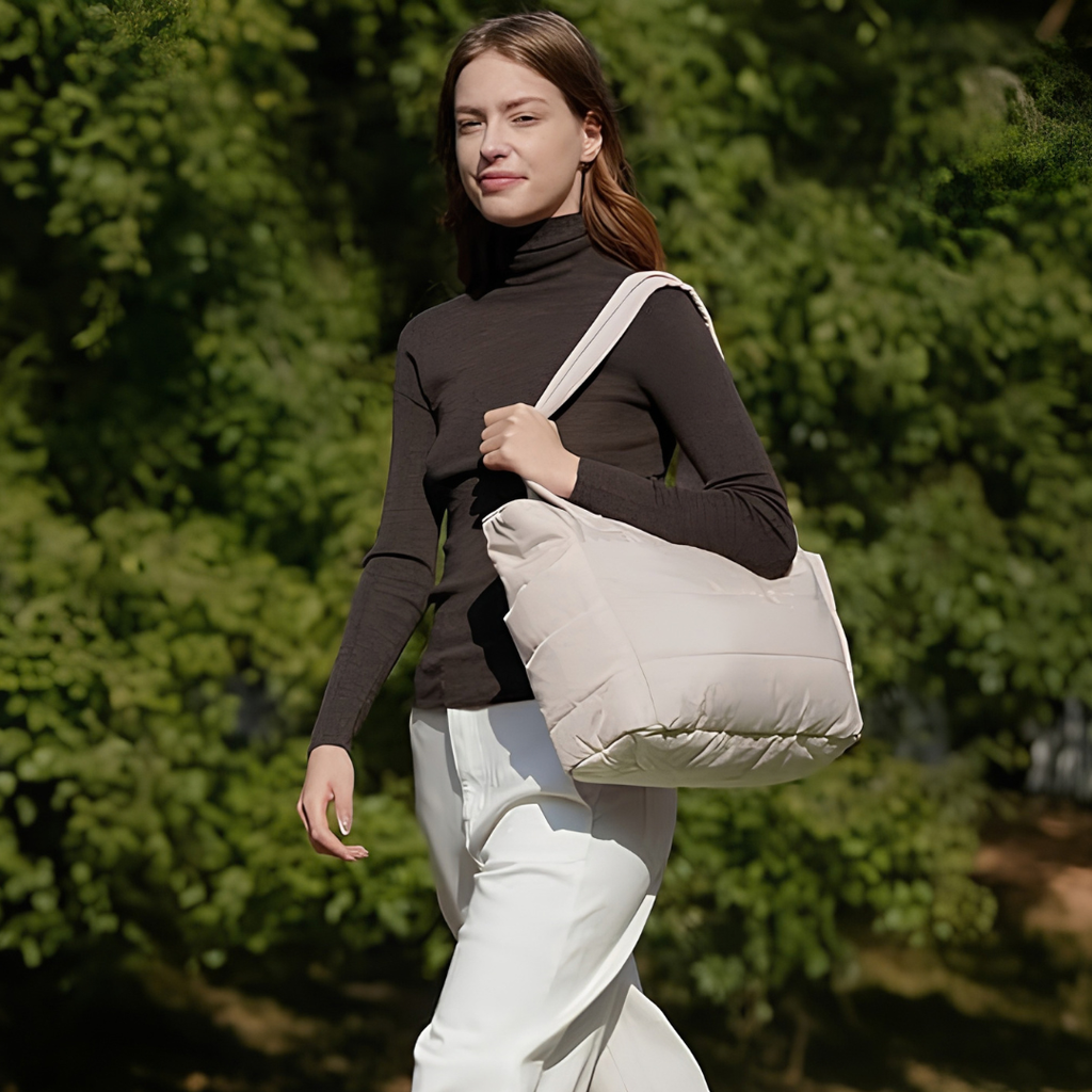 Ivory Puffer Tote Bag