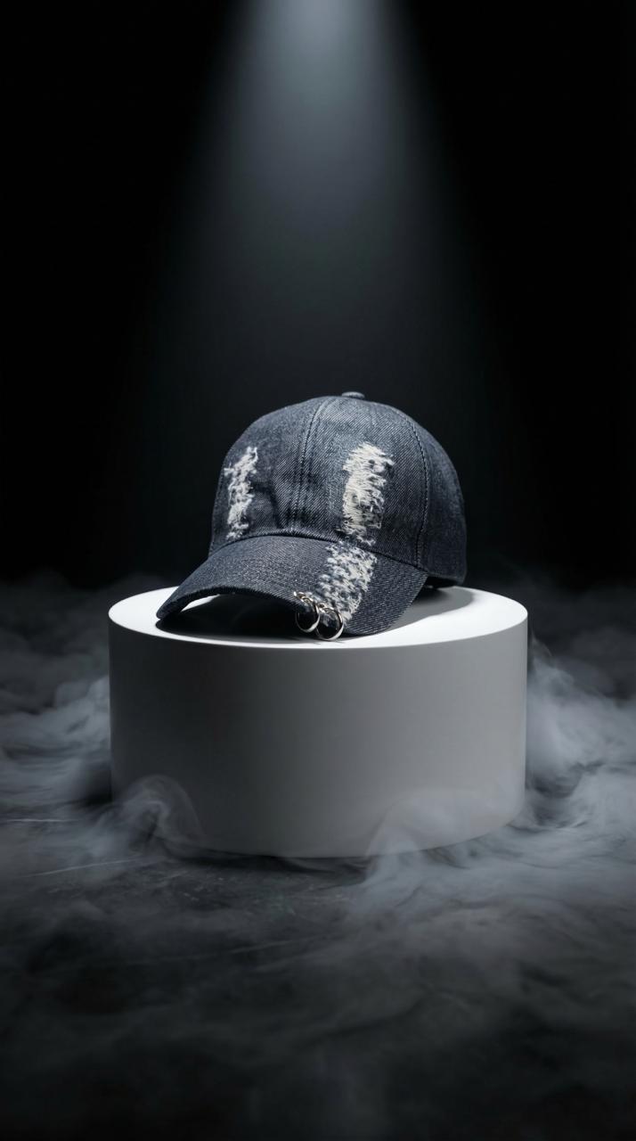 Distressed Denim Baseball Cap