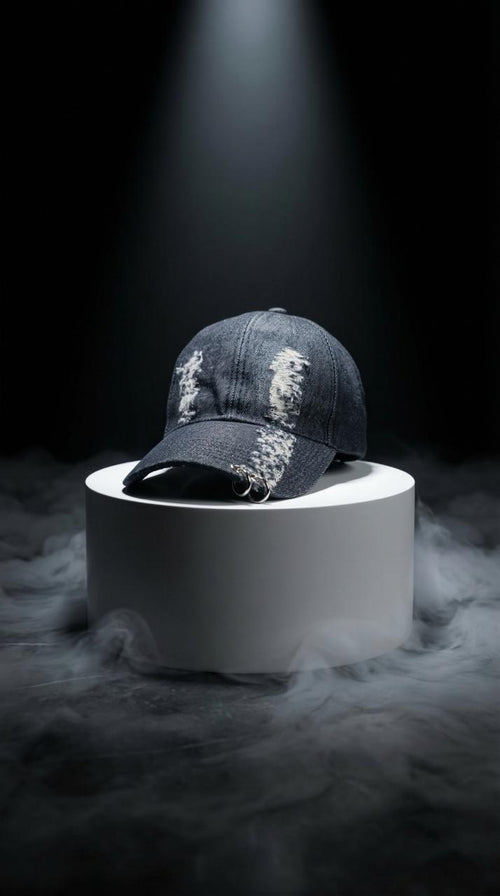 Distressed Denim Baseball Cap