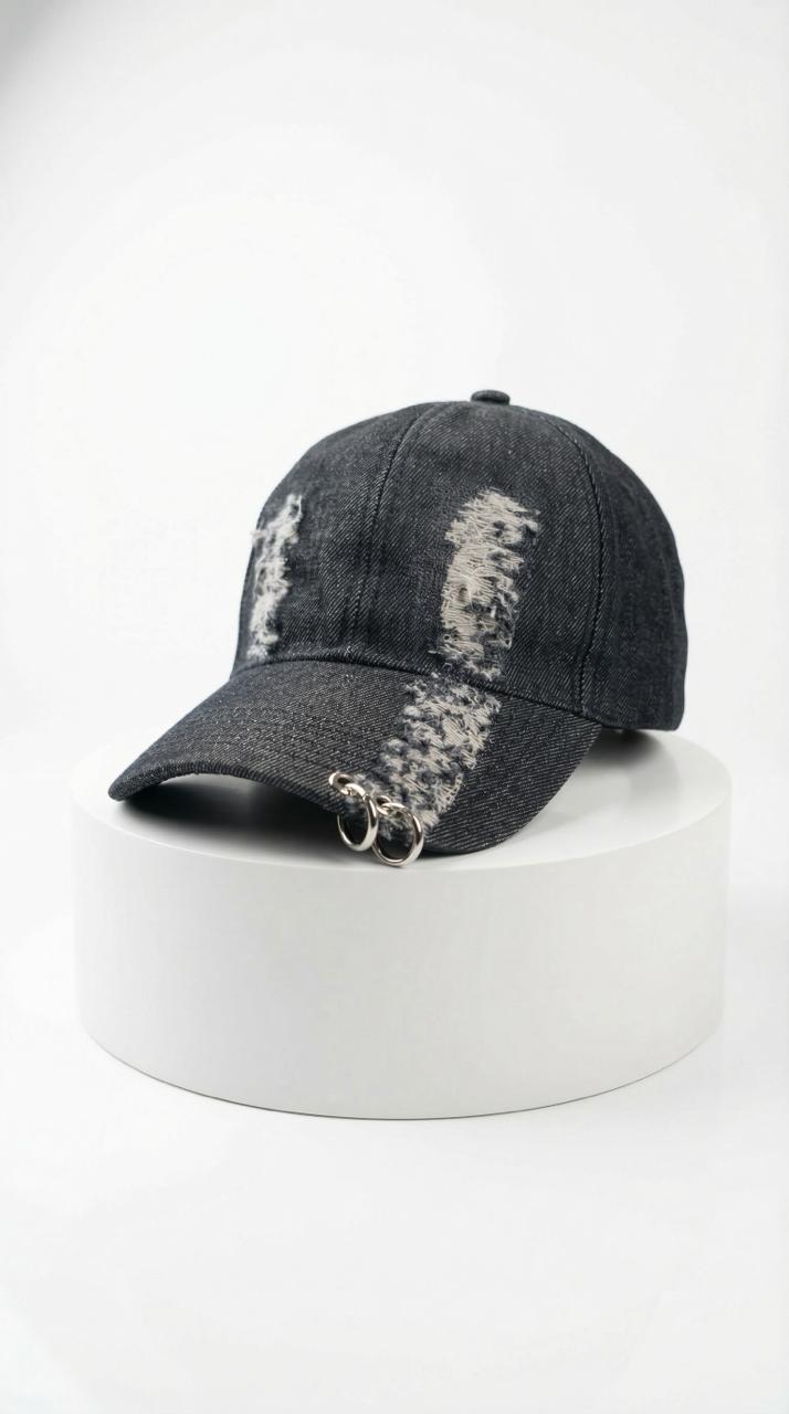 Distressed Denim Baseball Cap