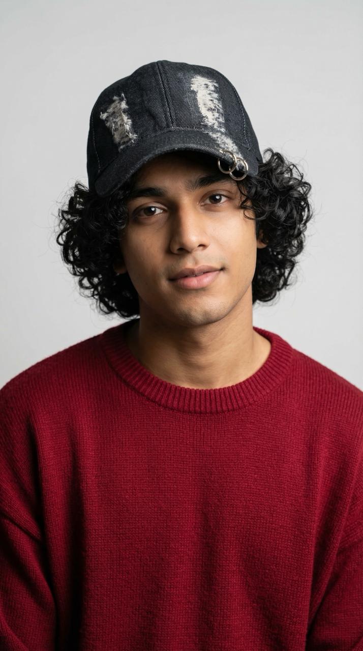 Distressed Denim Baseball Cap