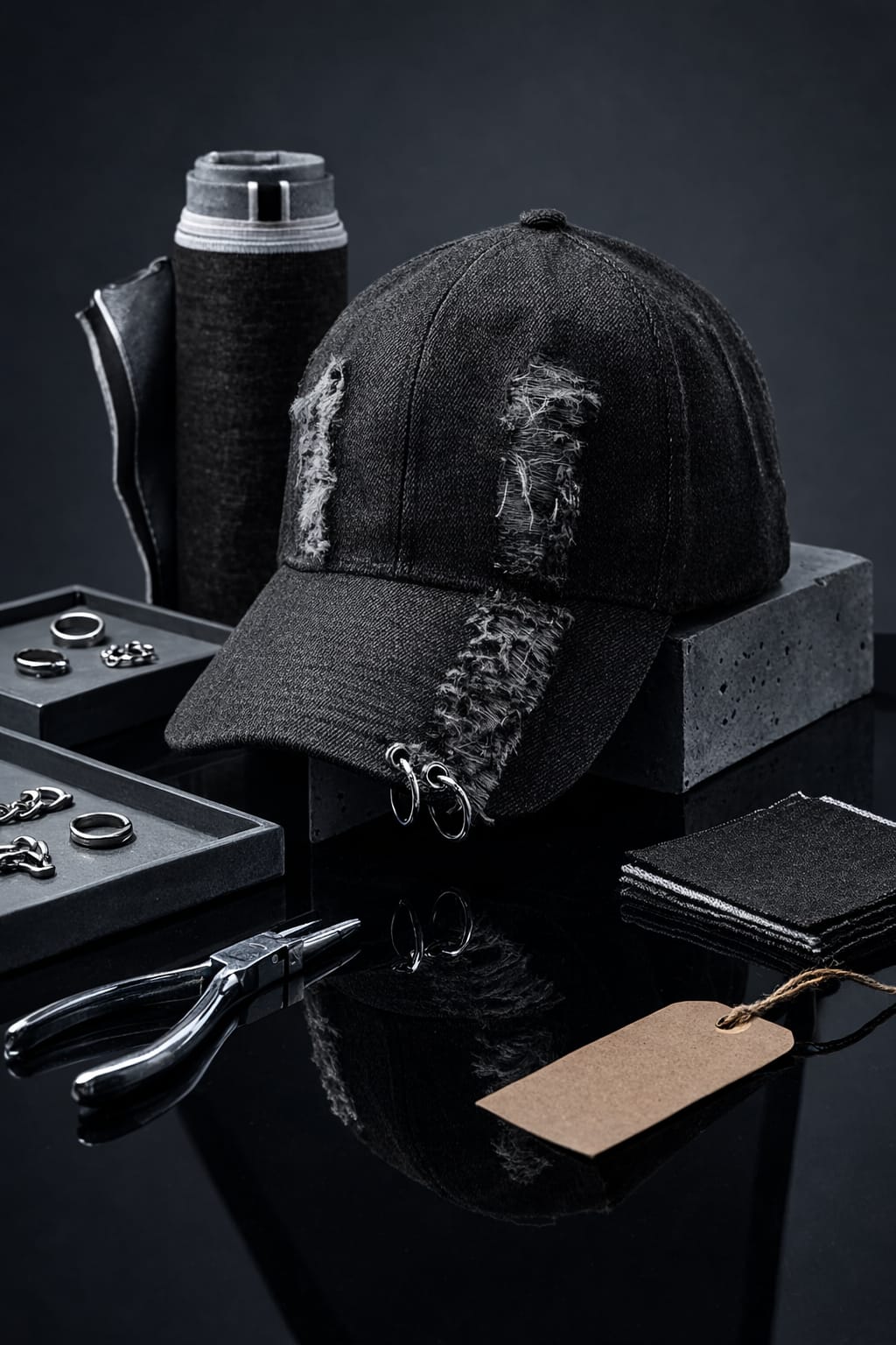 Distressed Denim Baseball Cap