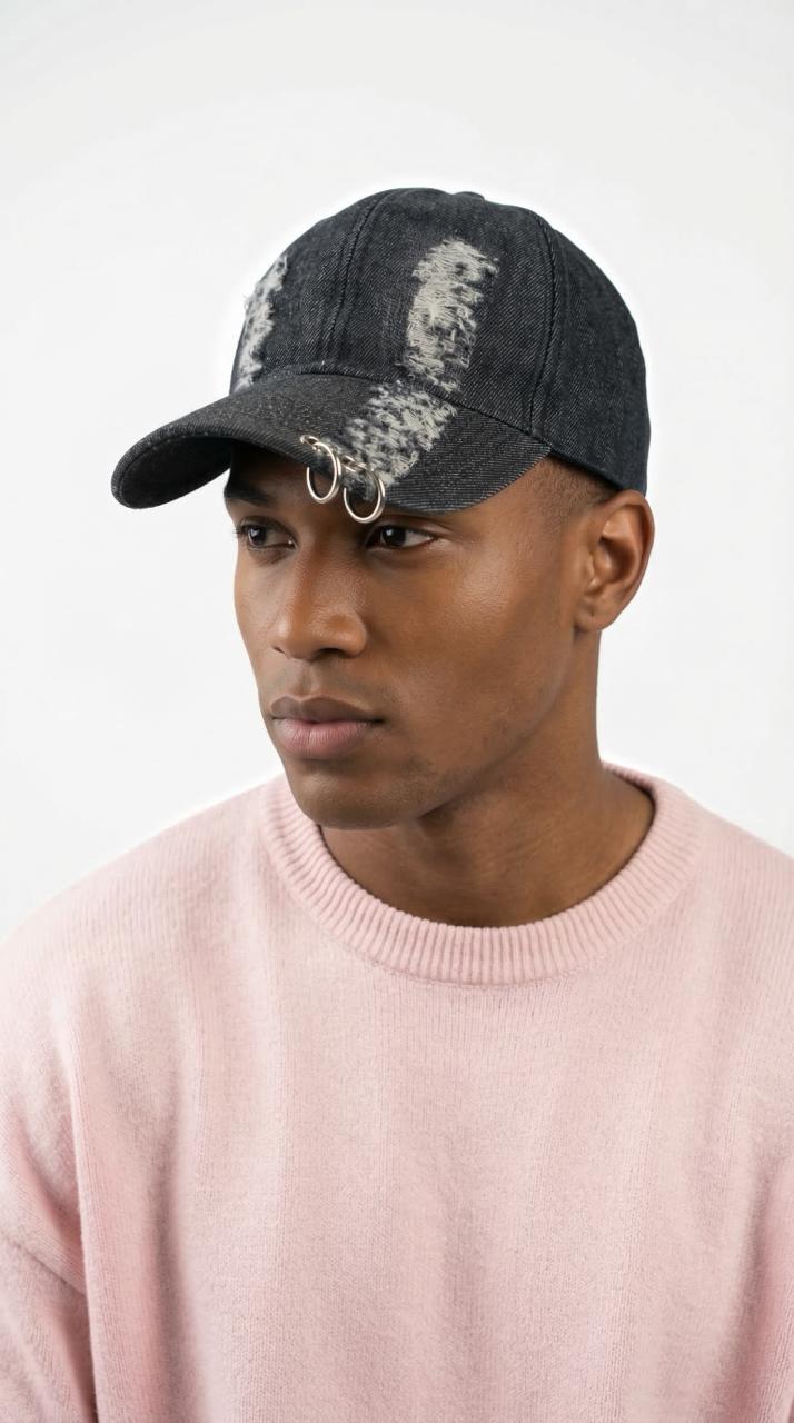 Distressed Denim Baseball Cap